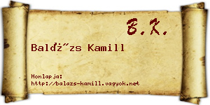 Balázs Kamill névjegykártya