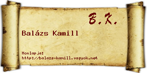 Balázs Kamill névjegykártya